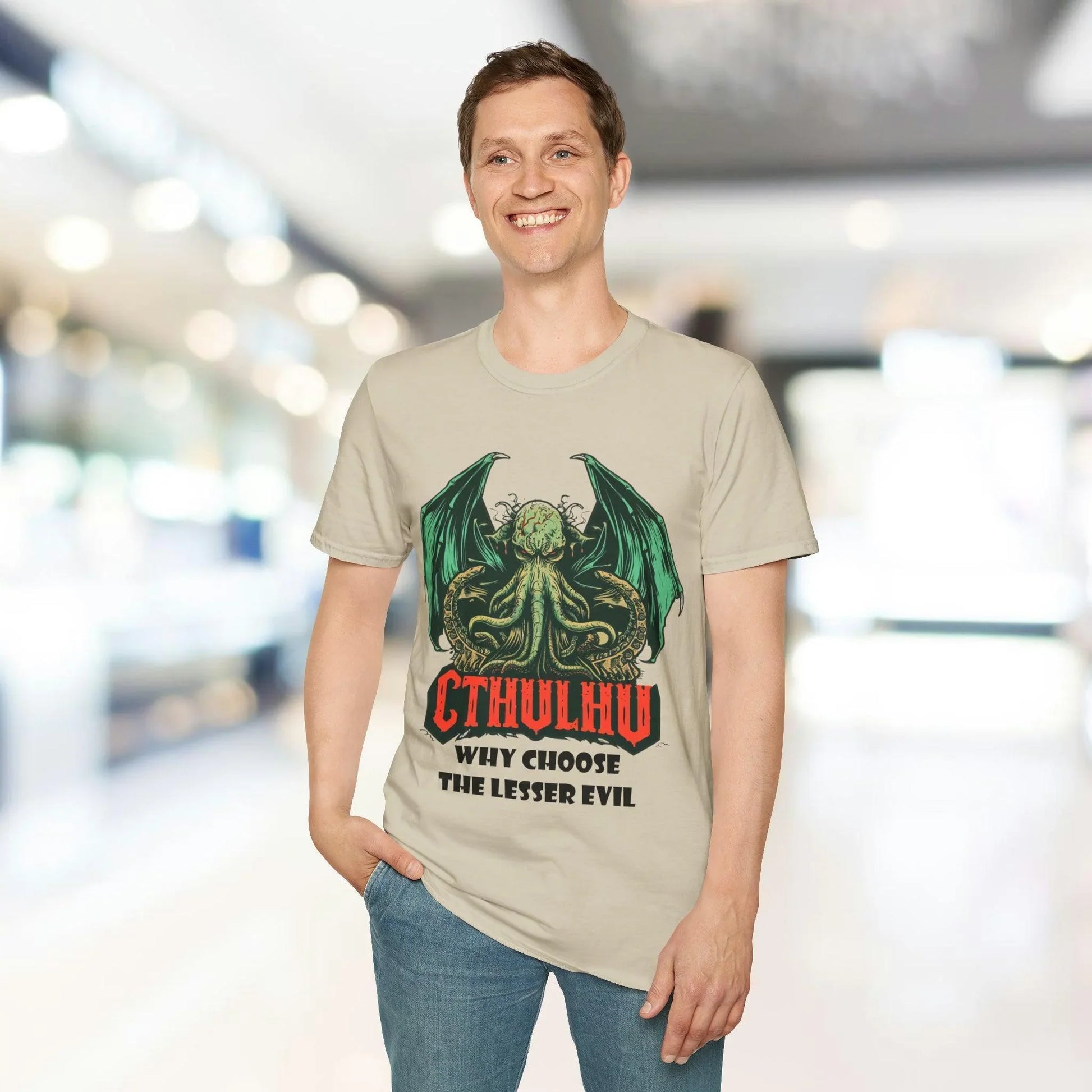 Close-up of the soft, heather charcoal fabric displaying subtle texture and reinforced double-stitched seams at shoulder for