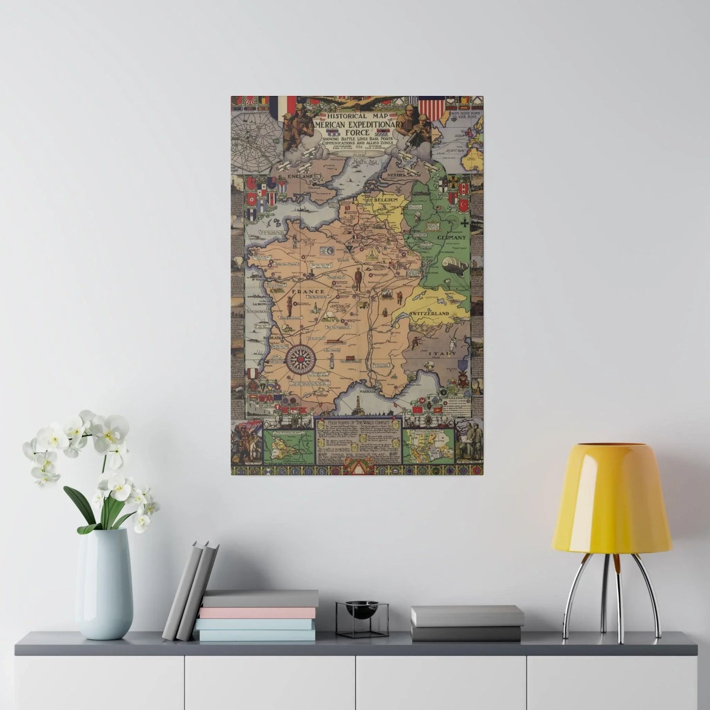 Close-up of the canvas texture highlighting aged, distressed finish with visible brushstrokes and subtle color variations.