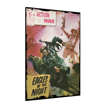 Close-up of the textured canvas surface highlighting the vintage-style distressed finish and subtle color variations in