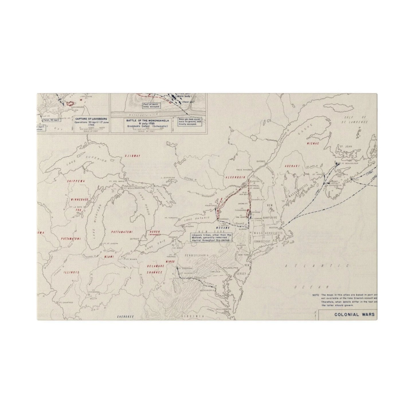 Close-up of textured canvas material highlighting subtle brush strokes and warm colonial-era earthy color tones.