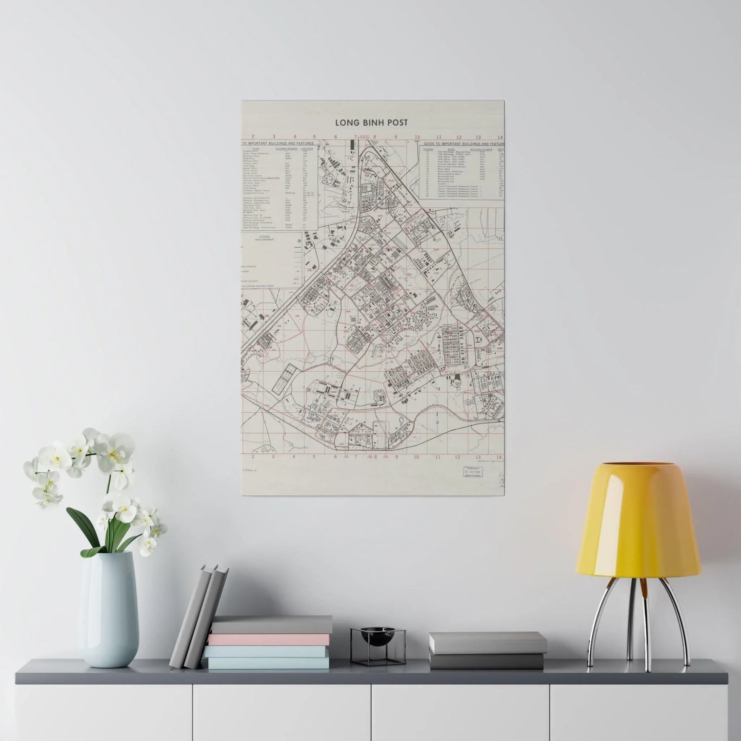 Close-up of textured canvas surface highlighting subtle brushstroke details and warm earthy tones of the Long Bình Post