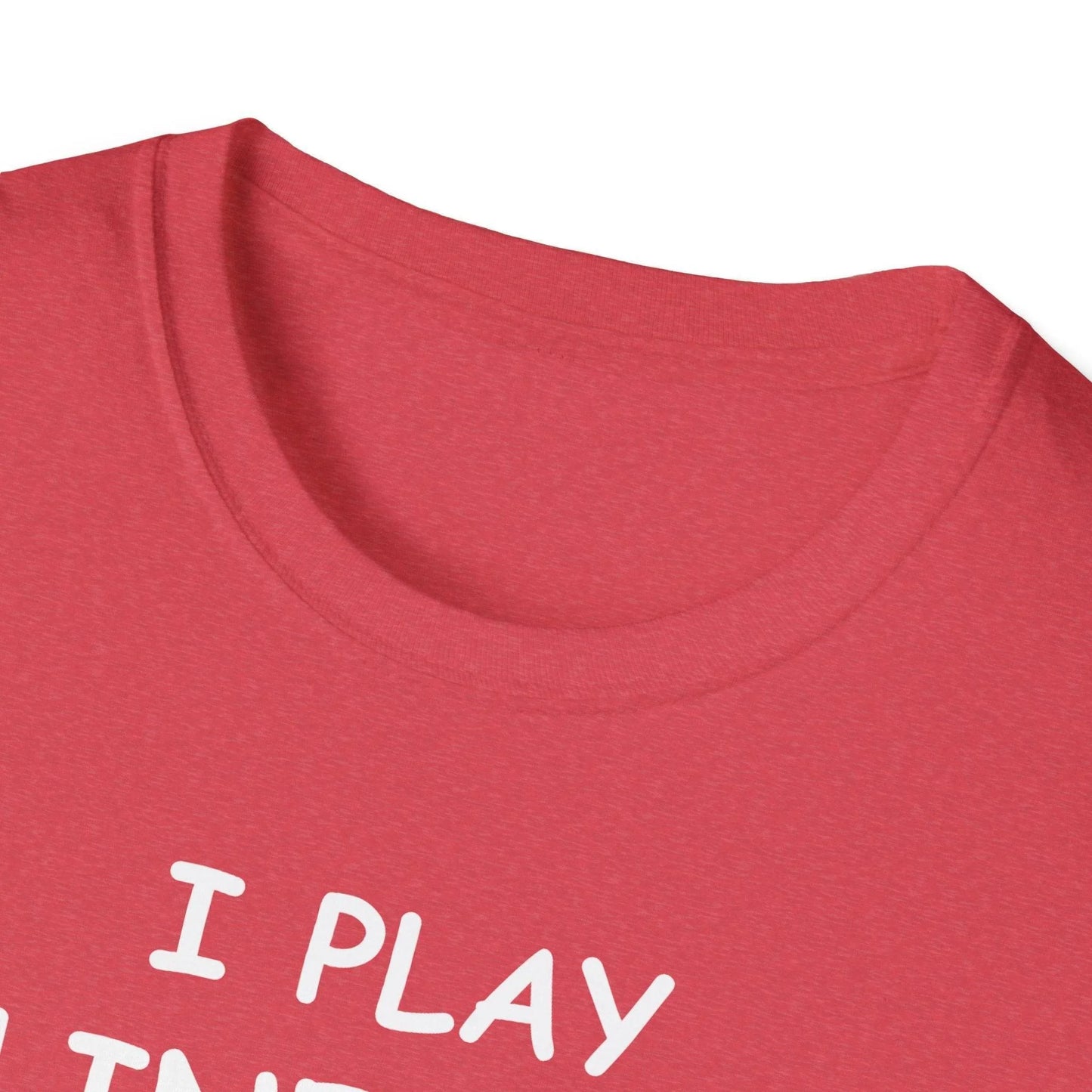 Close-up of the white unisex T-shirt fabric showing smooth texture and subtle stitching detail at the collar seam