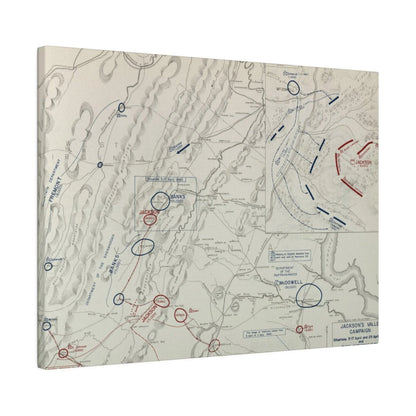 Close-up of canvas texture highlighting detailed brushwork and muted color tones from the Battle of McDowell scene.