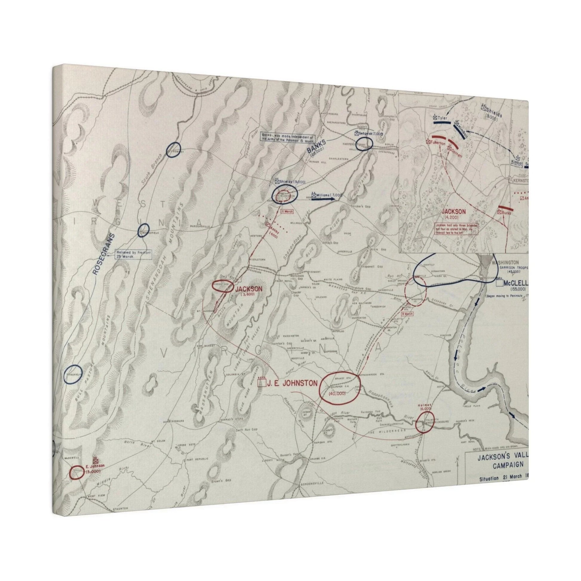 Close-up of textured canvas highlighting battle scene details and aged finish from a top-down perspective.