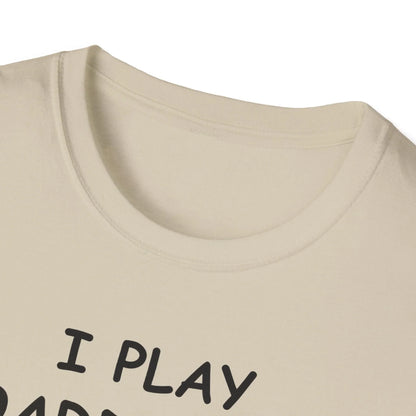 Close-up of the black unisex softstyle T-shirt's collar stitching and smooth fabric texture from a front-detail angle